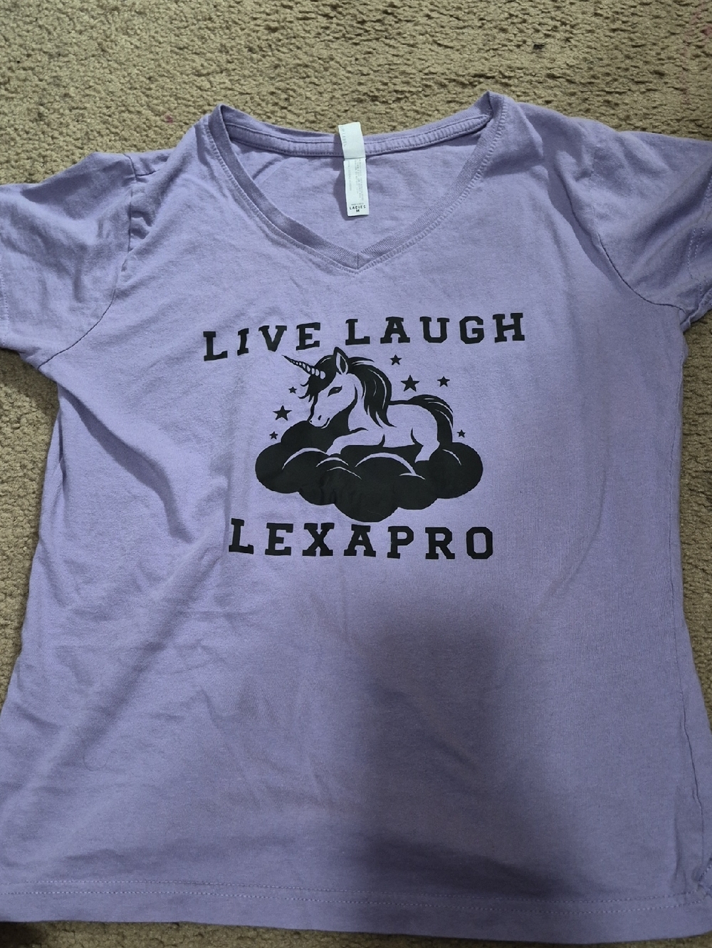 Live Laugh Lexapro Purple Graphic V‑Neck Tee